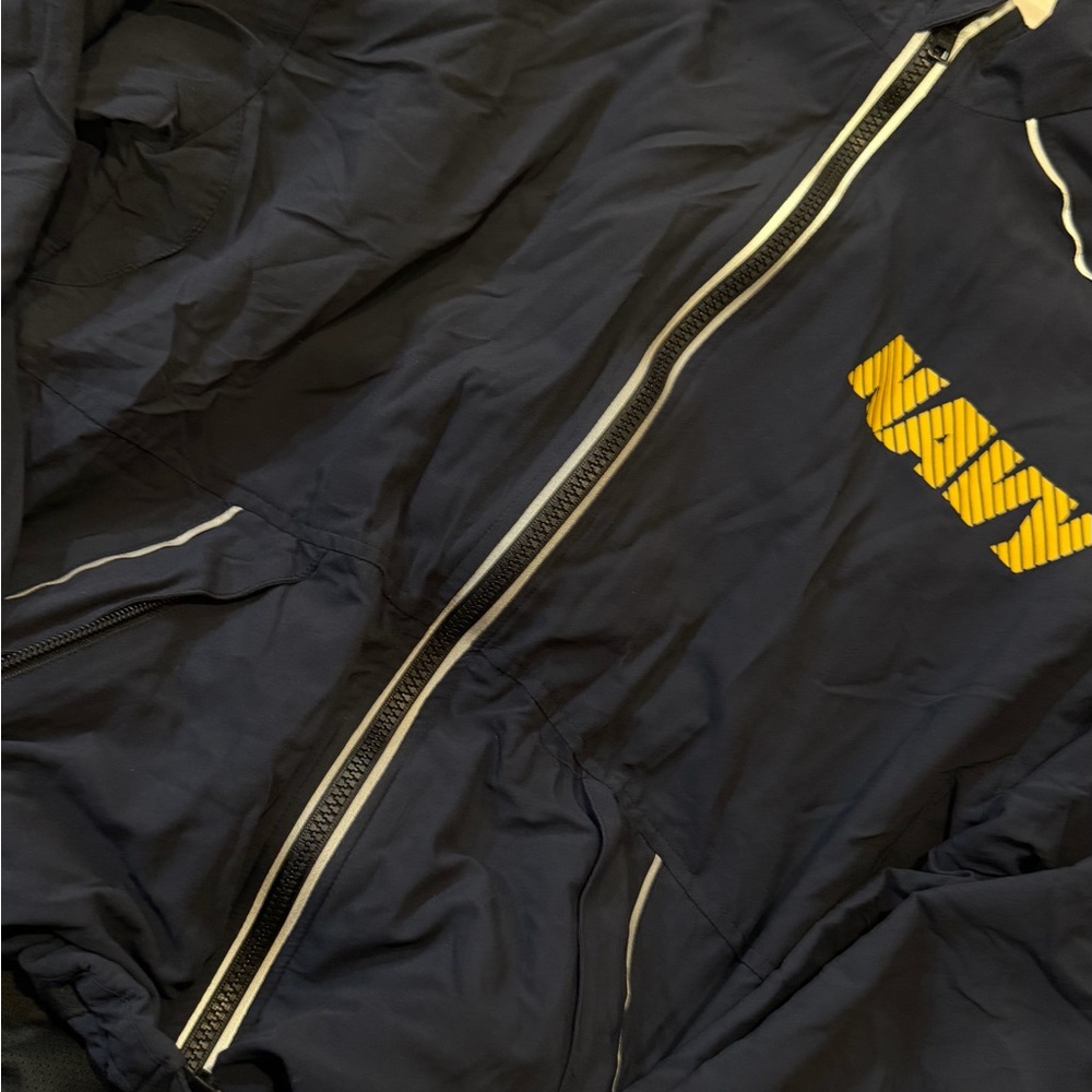 Navy Windbreaker Jacket with Yellow Logo